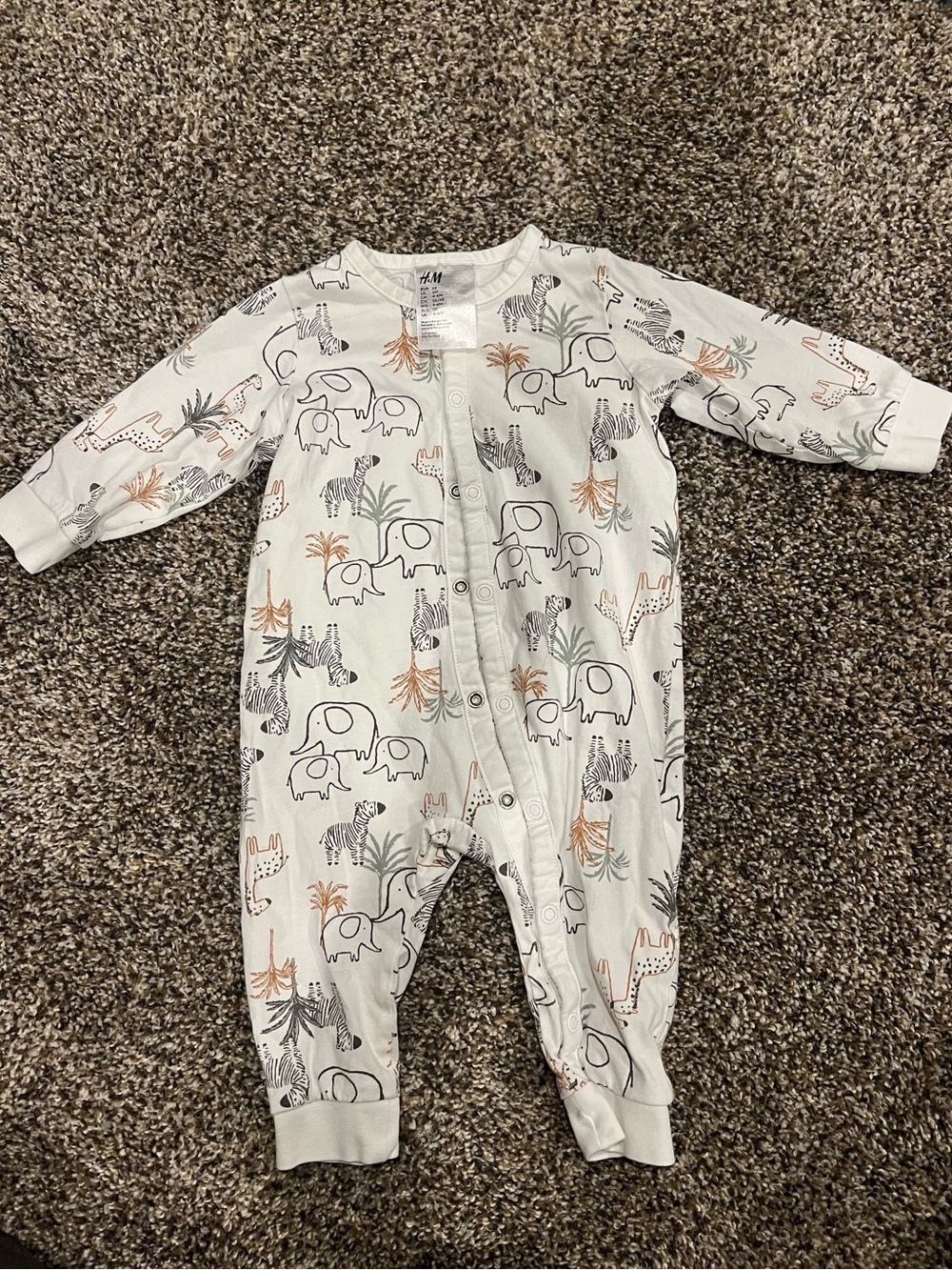 H&M White Safari Print Onesie
